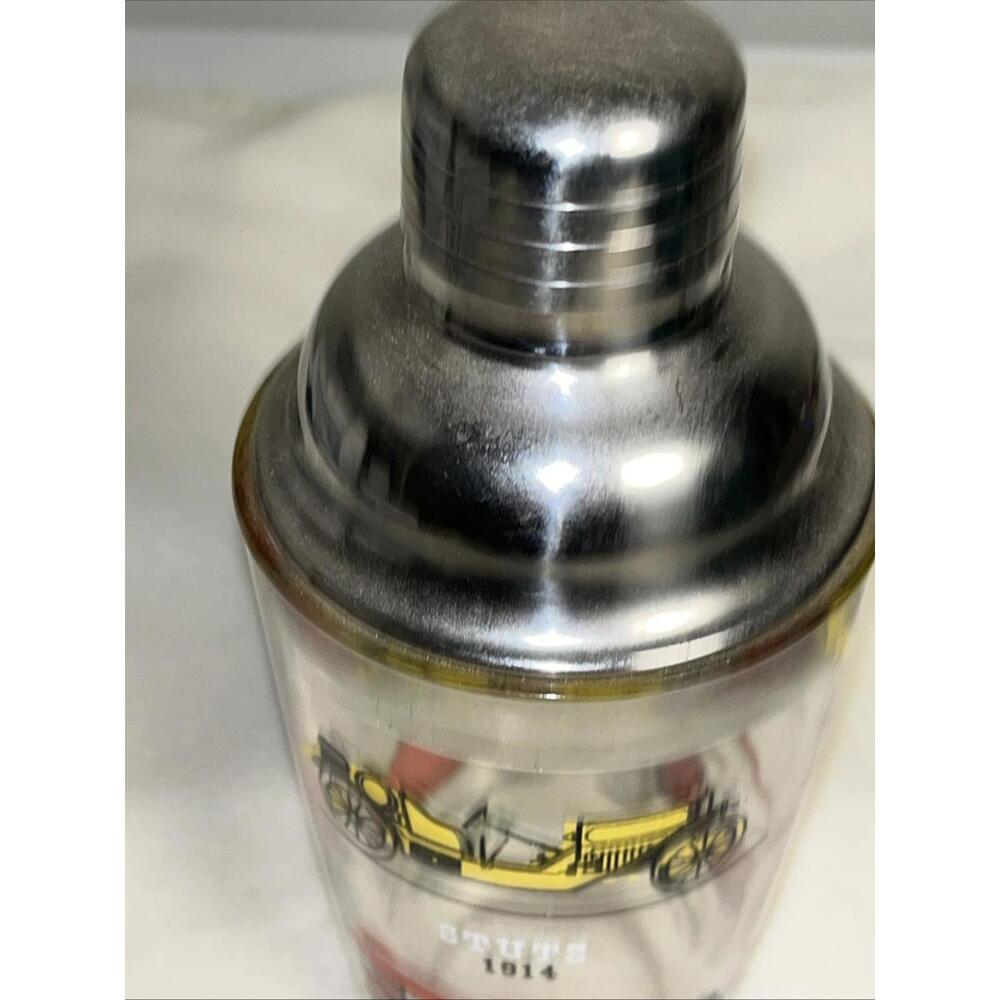 VTG Hazel Atlas Glass Cocktail Shaker & Lid And 4 Glasses Classic Car Designs - Picture 14 of 14
